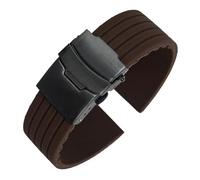 VFEBTSD Correa de silicona con hebilla plegable for hombre y mujer, deportiva, resistente al agua, goma, repuesto pulsera, accesorios for reloj(Coffee black,24MM_16)