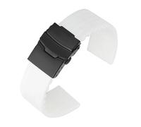 VFEBTSD Correa de silicona con hebilla plegable for hombre y mujer, deportiva, resistente al agua, goma, repuesto pulsera, accesorios for reloj(White black,24MM_16)