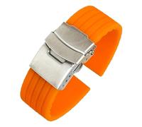 VFEBTSD Correa de silicona con hebilla plegable for hombre y mujer, deportiva, resistente al agua, goma, repuesto pulsera, accesorios for reloj(Orange silver,20MM_16)