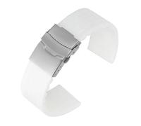 VFEBTSD Correa de silicona con hebilla plegable for hombre y mujer, deportiva, resistente al agua, goma, repuesto pulsera, accesorios for reloj(White silver,20MM_16)