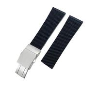 VFEBTSD Correa de silicona trenzada compatible con Breitling Avenger Superocean Heritage Longines(Black-Silver Style 1,21mm)