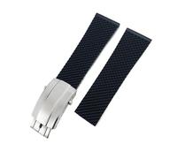 VFEBTSD Correa de silicona trenzada compatible con Breitling Avenger Superocean Heritage Longines(Black-Silver Style 3,22mm)