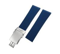VFEBTSD Correa de silicona trenzada compatible con Breitling Avenger Superocean Heritage Longines(Blue-Silver Style 2,21mm)