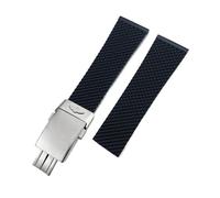 VFEBTSD Correa de silicona trenzada compatible con Breitling Avenger Superocean Heritage Longines(Black-Silver Style 2,21mm)