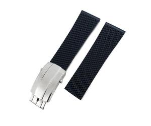 VFEBTSD Correa de silicona trenzada compatible con Breitling Avenger Superocean Heritage Longines(Black-Silver Style 3,20mm)