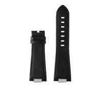 VFEBTSD Nueva correa de reloj de cuero genuino con eslabón final de acero compatible con la correa de reloj Tissot PRX Series T137.407/410 Super Player pulsera azul(Plain black-no buckl)