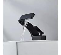 VFfotO Grifo de lavabo montado en la cubierta del cuarto de baño Grifo de fregadero negro Grifo de agua de un solo agujero Grifo mezclador caliente y frío