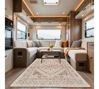 VFGFDJNDFX Alfombra Boho Vintage Exterior Lavable para Caravana, Pelo Corto Tapete Antideslizante, Alfombras para Camping JardíN Salon Interior (Bohemio Alfombra-24,40 * 60cm)