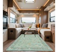 VFGFDJNDFX Alfombra Boho Vintage Exterior Lavable para Caravana, Pelo Corto Tapete Antideslizante, Alfombras para Camping JardíN Salon Interior (Bohemio Alfombra-19,80 * 160cm)