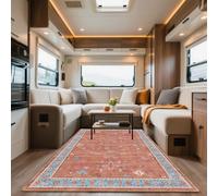 VFGFDJNDFX Alfombra Boho Vintage Exterior Lavable para Caravana, Pelo Corto Tapete Antideslizante, Alfombras para Camping JardíN Salon Interior (Bohemio Alfombra-17,40 * 60cm)