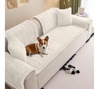 VFGFDJNDFX Funda Sofa Antideslizante Universal De Pana Suave Y Gruesa 1 2 3 4 Plazas, Fundas De CojíN para Sofá De Felpa, Perros Protector Cubre Sofa (Ritmo Blanco,80 * 180cm)