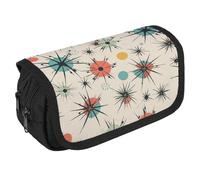 VFKLT Atomic Stars - Estuche para lápices con diseño retro de doble capa, gran capacidad, doble cremallera, portátil, para hombres, mujeres, viajes, negocios, oficina