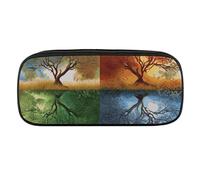 VFKLT Estuche portátil para lápices con diseño de árbol de la vida para las cuatro estaciones, bolsa para lápices, bolsa de maquillaje, bolsa de almacenamiento para lápices, bolsa de cosméticos para
