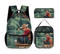 VFKLT Juego de 3 mochilas de pesca, pescadores, bolsa de viaje, portátil, casual, mochila deportiva con lonchera y estuche para lápices, pescadores de lago de pesca, talla única, mochilas, Pesca Lago