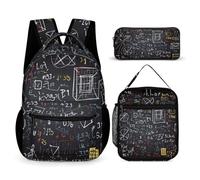 VFKLT Juego de 3 mochilas para matemáticas y física, bolsa de viaje, portátil, casual, mochila deportiva con lonchera y estuche, matemáticas y física, talla única, mochilas, Matemáticas y Física,