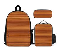 VFKLT Mochila de grano de madera con lonchera y estuche, juego de 3 piezas, bolsa de viaje, mochila casual para laptop, color blanco, talla única, mochilas de viaje, White, Talla única, Mochilas de