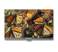 VFKLT Monarch Butterflies - Tarjetero de bolsillo delgado portátil de metal para tarjetas de visita, organizador de tarjetas de crédito, cartera para tarjetas de crédito, funda para tarjetas de
