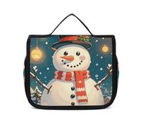VFKLT Neceser colgante de Feliz Navidad, bonito muñeco de nieve, bolsa de maquillaje de viaje, organizador impermeable para mujeres y hombres, blanco, 8.9 x 2.8 x 7.3 pulgadas, bolsa de aseo colgante,