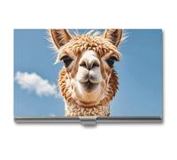 VFKLT Portatarjetas de visita de alpaca y llama, bolsillo delgado, portátil, de metal, organizador de tarjetas de visita, cartera para tarjetas de crédito, funda para tarjetas de crédito, funda para