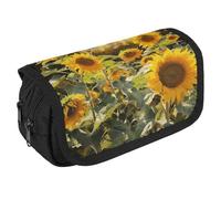 VFKLT Sunflowers After Rain - Estuche para lápices de doble capa, gran capacidad, doble cremallera, portátil, para hombres, mujeres, viajes, negocios, oficina