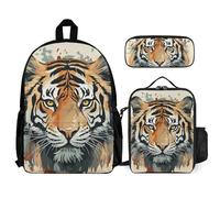 VFKLT Year of The Tiger - Mochila con fiambrera, estuche para lápices, juego de 3 piezas, bolsa de viaje, mochila informal para laptop, color blanco, talla única, mochilas de viaje, White, Talla