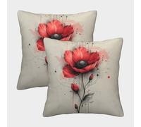 VFKLZCNYR Fundas de almohada decorativas con estampado 3D de flores rojas abstractas para sofá, cama, sofá, fundas de almohada de 50 x 50 cm