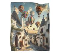 VFKLZCNYR Manta de franela con estampado 3D de globo aerostático para sofás, manta estampada para cama, sofá doble, sillas de cama, manta acogedora de forro polar, manta extragrande para cama de 150 x