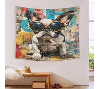 VFKLZCNYR Manta de pared con estampado de bulldogge en 3D, decoración del hogar, póster de pared, tapiz de poliéster suave para dormitorio, sala de estar, dormitorio y decoración de habitación, 180 x