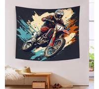 VFKLZCNYR Manta de pared con estampado de motocross en 3D, decoración del hogar, ropa de cama, póster de arte de pared, tapiz de poliéster suave para sala de estar, dormitorio, decoración de 130 x 150