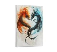 VFKLZCNYR Póster de dragón en 3D para pared, impresión de póster para el hogar, sala de estar, dormitorio, decoración enmarcada fácil de colgar, 20 x 30 cm