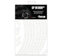 VFLUO GP Design™, Kit de Cintas, Rayas Retro Reflectantes para Llantas de Moto (1 Rueda), 3M Technology™, Anchura XL : 10 mm, Blanco/Plata
