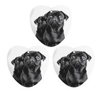 VFMKT Ambientador de aire para coche, diseño de perro carlino negro, paquete de 3 hojas colgantes perfumadas para coche, hogar, decoración interior de automóvil, forma de amor, estilo gris