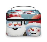 VFMKT Bolsa de maquillaje de Navidad con diseño de Papá Noel, muñeco de nieve, bolsa de cosméticos portátil de viaje con cremallera, organizador de maquillaje para mujeres y mujeres, 25 x 18 x 15 cm