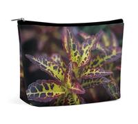 VFMKT Bolsa de maquillaje para mujer, bolsa de maquillaje impermeable con diseño de hojas oscuras, bolsa de maquillaje con cremallera, organizador de artículos de aseo de viaje para mujeres y mujeres