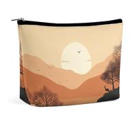 VFMKT Bolsa de maquillaje para mujer, impermeable, bolsa de cosméticos de ciervos y colinas, bolsa de maquillaje con cremallera, organizador de artículos de aseo de viaje para mujeres y mujeres