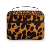 VFMKT Bolsa de maquillaje portátil de leopardo con guepardo, bolsa de cosméticos de viaje con cremallera, organizador de maquillaje para mujeres y mujeres, 25 x 18 x 15 cm, Leopardo guepardo fresco