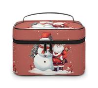 VFMKT Bolsa de maquillaje portátil de Papá Noel, muñeco de nieve, bolsa de cosméticos de viaje con cremallera, organizador de maquillaje para mujeres y mujeres, Santa Claus, muñeco de nieve