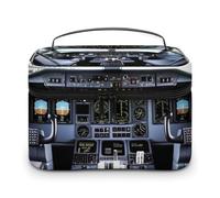 VFMKT Bolsa de maquillaje portátil para cabina de avión, bolsa de cosméticos de viaje con cremallera, organizador de maquillaje para mujeres y mujeres, multicolor/fantasía (Airplane Cockpit