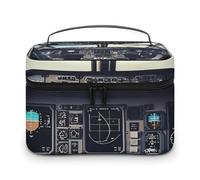VFMKT Bolsa de maquillaje portátil para cabina de avión, bolsa de cosméticos de viaje con cremallera, organizador de maquillaje para mujeres y mujeres, multicolor/fantasía (Airplane Cockpit