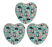 VFMKT Border Collie Florals - Ambientador colgante de incienso para coche, paquete de 3 hojas colgantes perfumadas para automóvil, hogar, decoración interior de automóvil, forma de amor, estilo gris