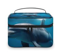 VFMKT Dolphins In The - Bolsa de maquillaje portátil de viaje con cremallera, organizador de maquillaje para mujeres y mujeres, Delfines en el, 25x18x15cm