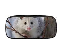 VFMKT Estuche de cuero impermeable para lápices, bonito estuche de viaje, organizador de maquillaje, para hombres y mujeres, zarigüeya en la nieve