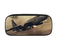 VFMKT Estuche de cuero impermeable para lápices, bonito estuche de viaje, organizador de maquillaje, para hombres y mujeres, avión de guerra