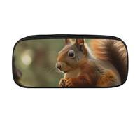 VFMKT Estuche de cuero impermeable para lápices, bonito estuche de viaje, organizador de maquillaje, para hombres y mujeres, ardilla de vida silvestre, estilo