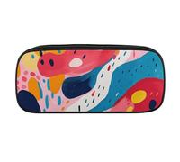 VFMKT Estuche de cuero impermeable para lápices, bonito estuche de viaje, organizador de maquillaje, para hombres y mujeres, formas naturales simples