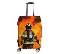 VFMKT Funda de equipaje de viaje con diseño de llamas de bombero, elástica, lavable, a prueba de polvo, antiarañazos, para equipaje de 19 a 32 pulgadas, Estilo, S