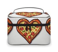 VFMKT I Love Pizza - Bolsa de maquillaje portátil de viaje con cremallera, organizador de maquillaje para mujeres y mujeres, I Love Pizza Heart, 25x18x15cm