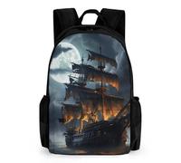 VFMKT Pirata velero Luna Llena Mochila ligera impermeable para ordenador portátil Mochila de gran capacidad casual mochila de viaje senderismo para hombres mujeres, estilo, 42x30.5cm, Estilo