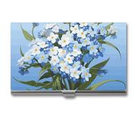 VFMKT Tarjetero delgado de metal para tarjetas de visita, portatarjetas de visita, bolsillo con texto en inglés "Do Not Forget Me", cartera para hombres y mujeres, oficina, viajes, Estilo, Talla única