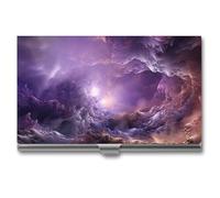 VFMKT Tarjetero delgado de metal para tarjetas de visita, portatarjetas de visita, bolsillo para tarjetas de identificación, cartera de galaxia morada para hombres y mujeres,